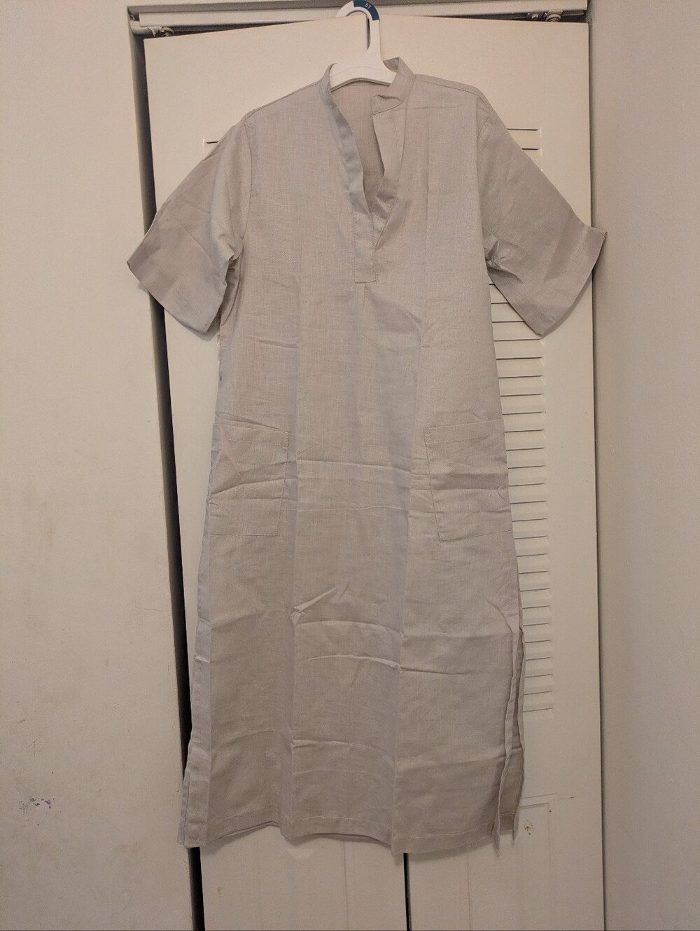 Tan Linen-Blend Child Kaftan Size 10 Tunic Dress